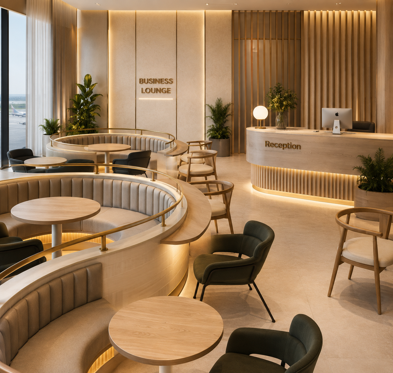 Curated business lounge for focus and remote work at ETERNO.